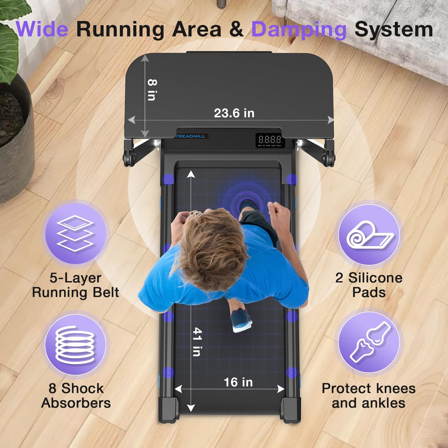 *Walking Pad Treadmill-3.0HP & 350 lb Capacity, Under Desk Treadmill with Incline for Home Small, 3 in 1 Foldable Treadmills, Smart Voice & Well Fit App & Remote Control, 2s Folding