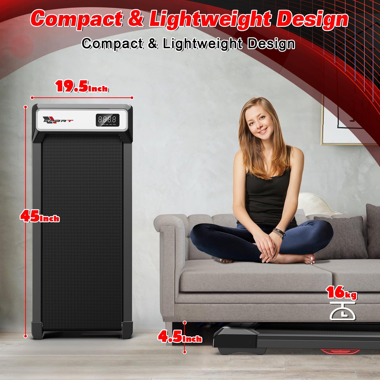 *Walking Pad Treadmill-3.0HP & 350 lb Capacity, Under Desk Treadmill with Incline for Home Small, 3 in 1 Foldable Treadmills, Smart Voice & Well Fit App & Remote Control, 2s Folding