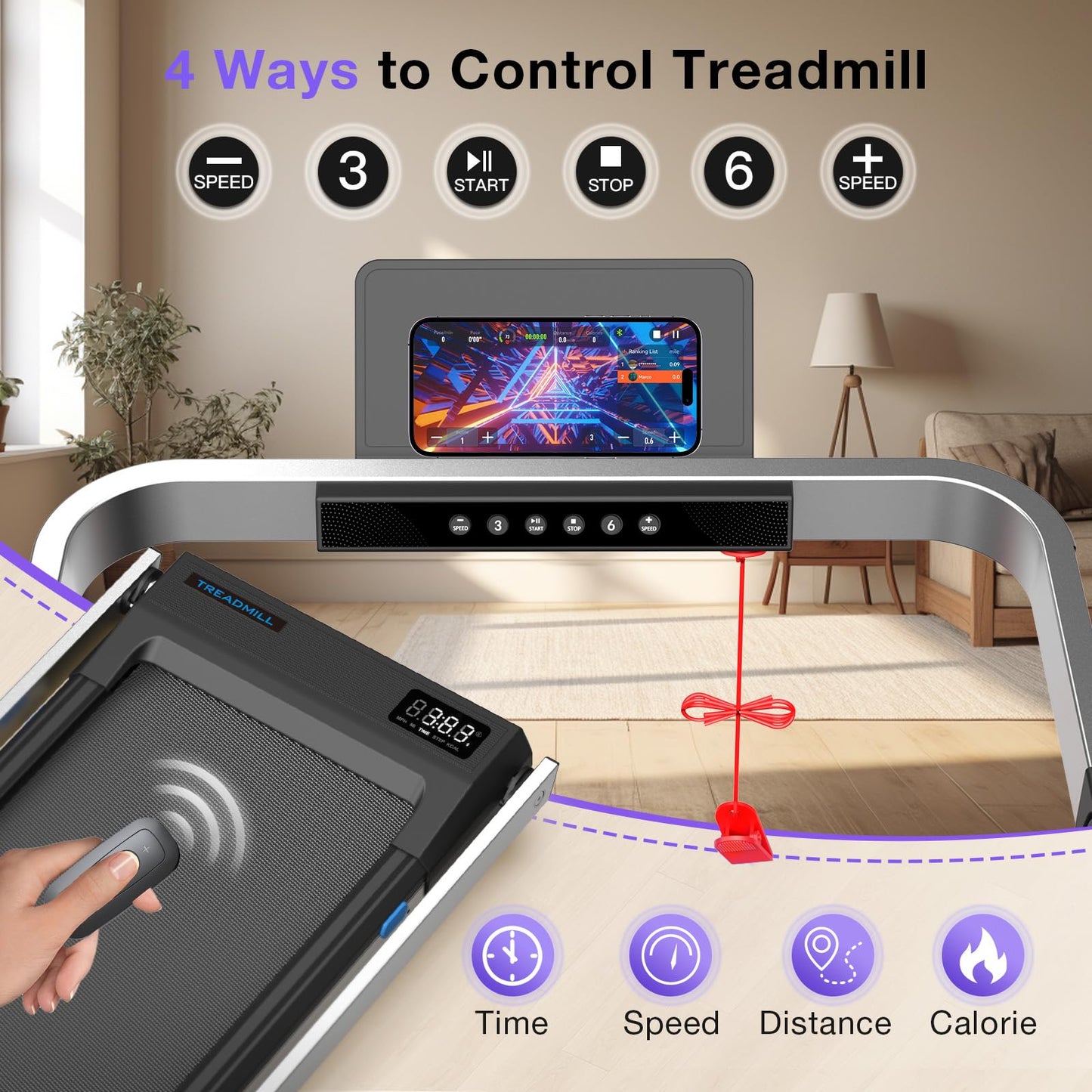 *Walking Pad Treadmill-3.0HP & 350 lb Capacity, Under Desk Treadmill with Incline for Home Small, 3 in 1 Foldable Treadmills, Smart Voice & Well Fit App & Remote Control, 2s Folding