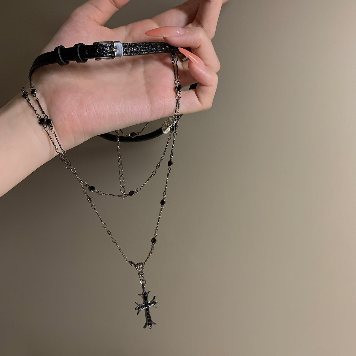 Choker Black Cross Female Twin Sweet Cool Necklace