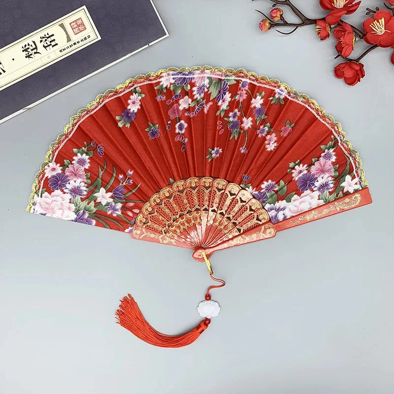 Chinese Style Vintage Silk Folding Fan Japanese Art Crafts Gift Home Decorations Dance Hand Fan Handmade Room Decoration Fans