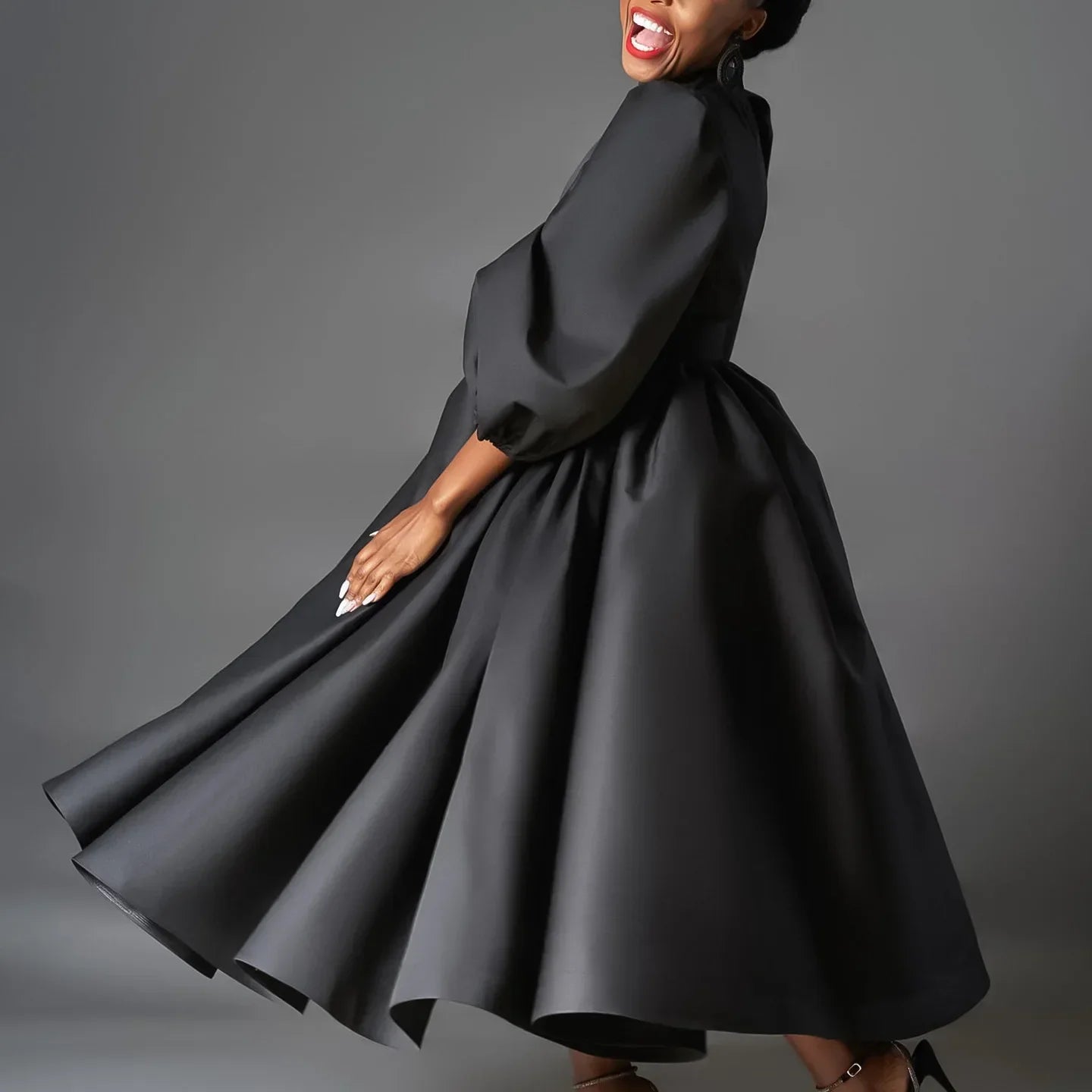 African Dresses For Women Summer Autumn Africa Clothing Wrist Sleeve Sexy O-Neck Perspective Dress Office Lady Party And Belt