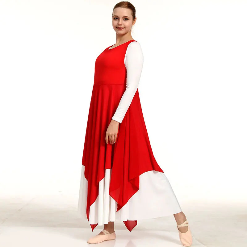 Women's Round Neck Style Tank Praise Worship Modern Dance Liturgical Pullover Loose Hem Women Praise Dance Vest