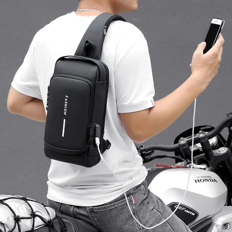 Designer Multifunction Anti-theft USB Shoulder Crossbody Bag Travel Sling Pack Messenger Pack Chest Bag Male Luxury Brand Men