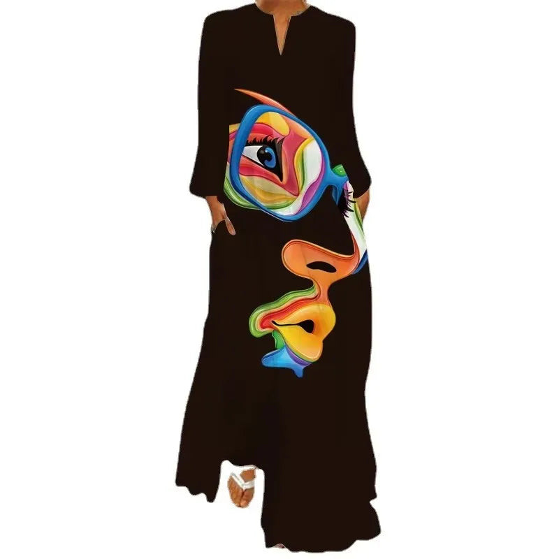 Elegant Women's Long Sleeved Dresses 2025 Spring/Summer New V-neck S-5XL