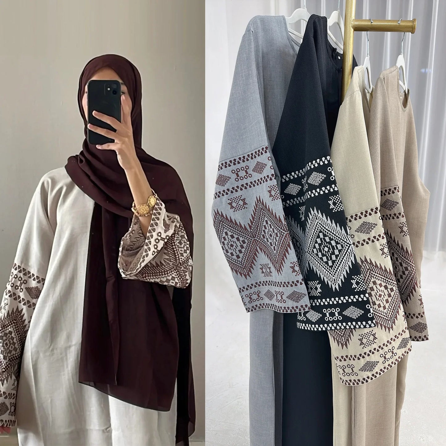 Embroidery Cuff Closed Abaya Dress Muslim Abayas for Women Dubai Luxury Turkey African Dresses Islmaic Clothes Hijab Robe Kaftan