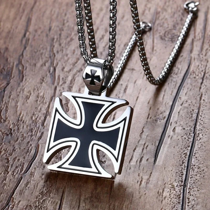 Men's Cross Necklace Stainless Steel Silver Color Faith Cross Bible Verse Dog Tag Pendant Necklace Birthday Gifts for Boys