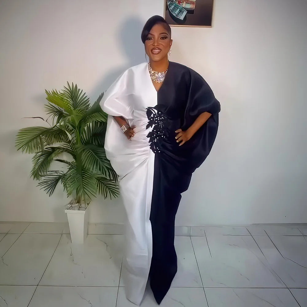 Elegance african dresses for woman Color blocking african dresses for woman party Plus size robe africains femme