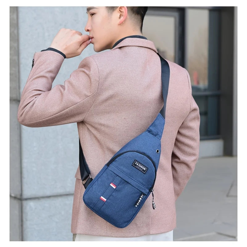 Men's Small Canvas Crossbody Chest Bag, Multifunctional Sling Bag For Outdoor Sports Travel Hiking Camping