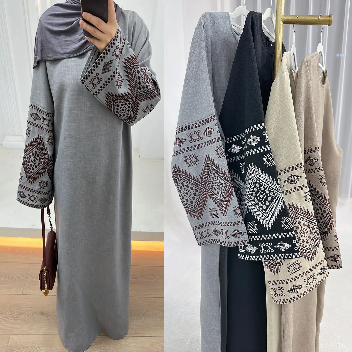 Embroidery Cuff Closed Abaya Dress Muslim Abayas for Women Dubai Luxury Turkey African Dresses Islmaic Clothes Hijab Robe Kaftan
