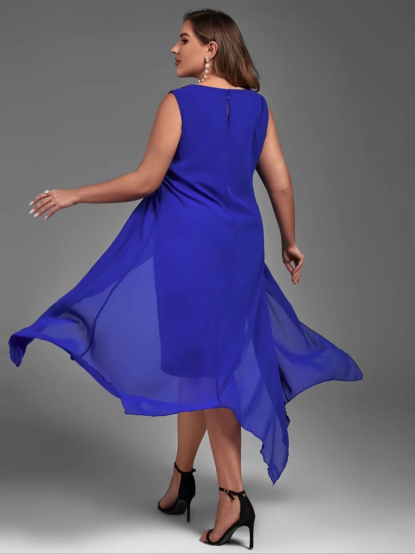 Dress for Women Elegant Mesh Irregular Slim Long Dress 2025 Summer Casual Sleeveless Evening Party Dress 2XL 3XL 4XL