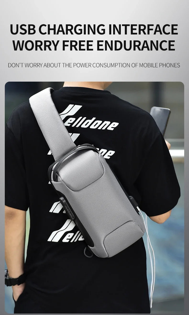 Designer Multifunction Anti-theft USB Shoulder Crossbody Bag Travel Sling Pack Messenger Pack Chest Bag Male Luxury Brand Men