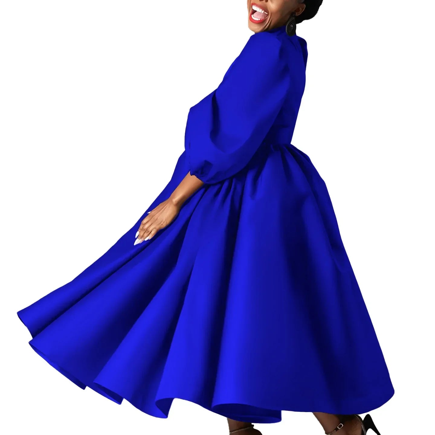 African Dresses For Women Summer Autumn Africa Clothing Wrist Sleeve Sexy O-Neck Perspective Dress Office Lady Party And Belt