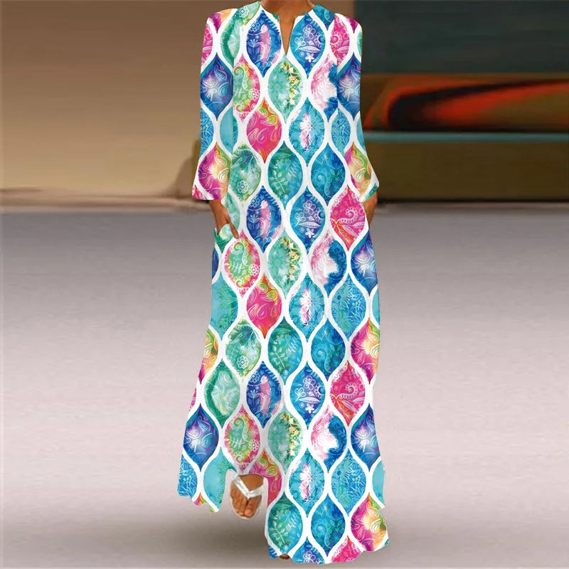 Elegant Women's Long Sleeved Dresses 2025 Spring/Summer New V-neck S-5XL