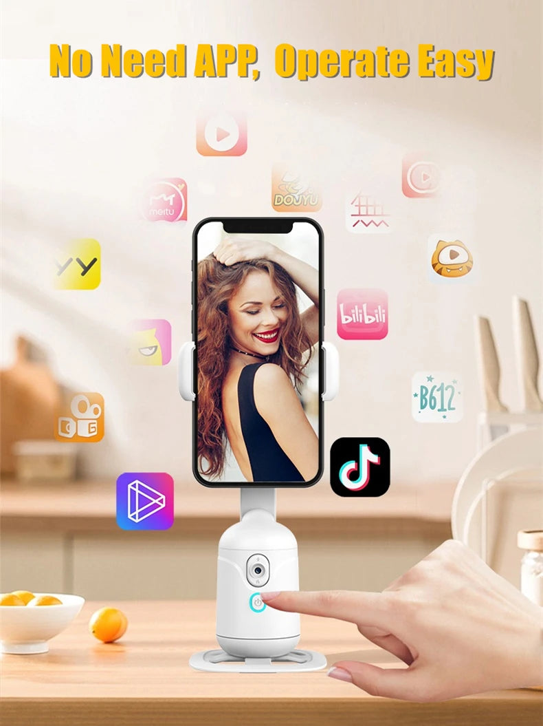 360°Panorama Rotation Follow Gimbal for Vlog Video Recording Phone Selifie Stick Tripod for Mobile iPhone Auto Face Tracker