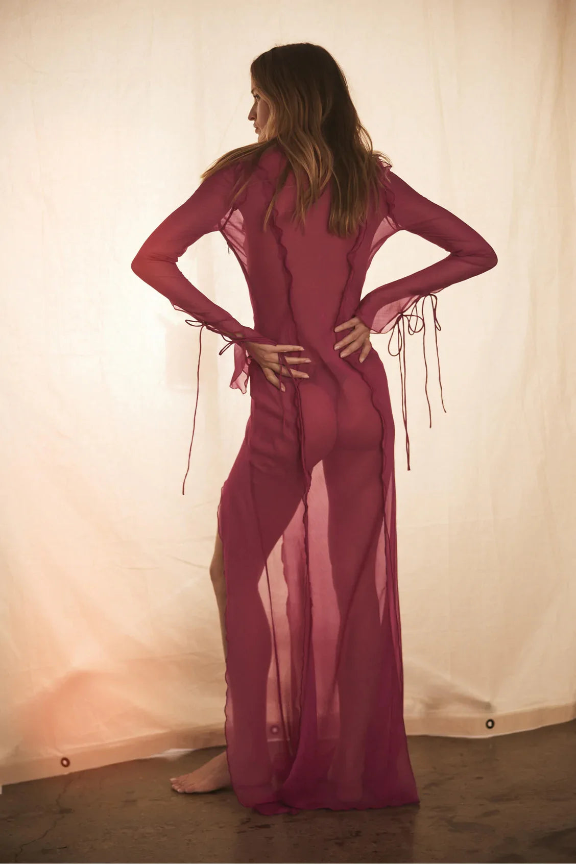 New Fashion Women Long Dress Long Sleeve Beach Swimwear Cover-Ups S M L