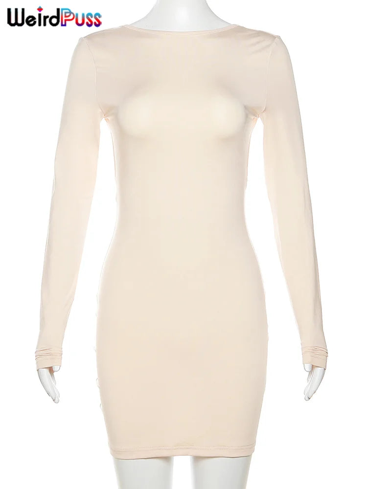 Sexy, slim, full-sleeve bodycon dress; perfect for a prom.