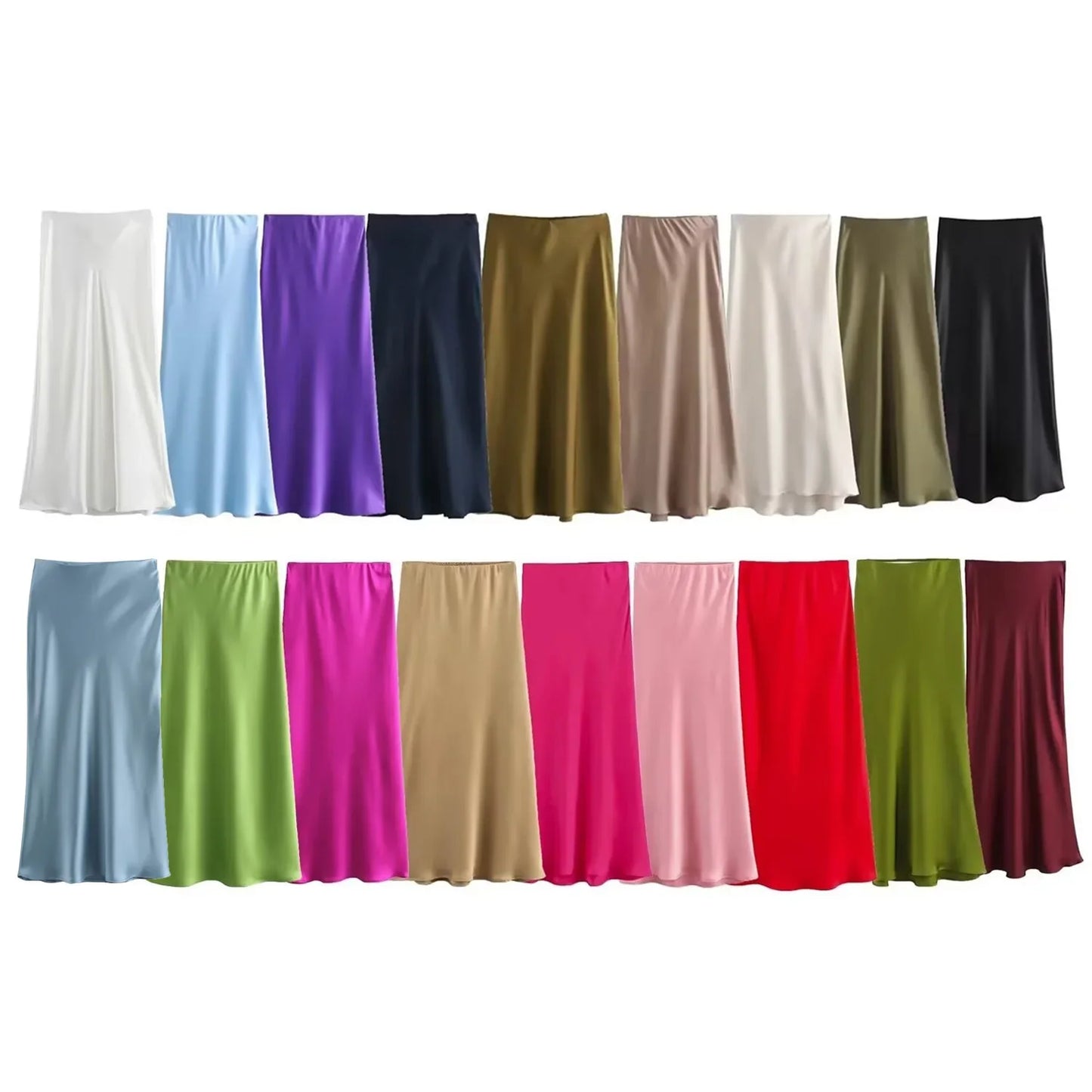 SAW Fast Selling Women's Clothing French Style Long Skirt High Waist Satin-Like Silk Sensation Independent Station Skirt