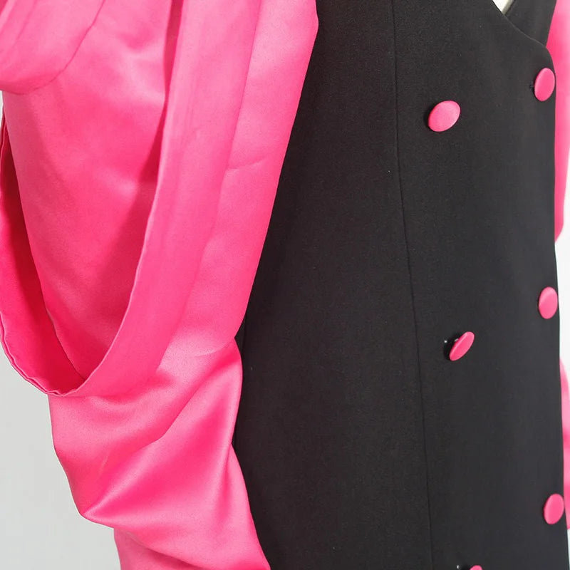 Evening Dresses Pink Street Wear Women Mini Sexy Club Wear Notched Collar Long Sleeve V Neck