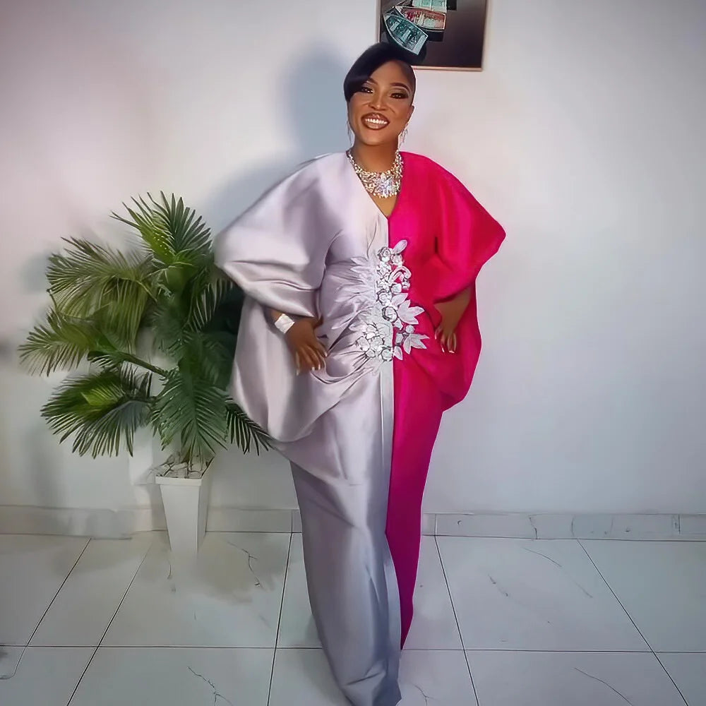 Elegance african dresses for woman Color blocking african dresses for woman party Plus size robe africains femme