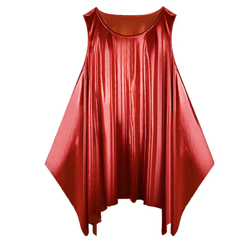 Women's Round Neck Metallic Style Praise Dance Vest Worship Tank Pullover with Shiny Top and Loose Hem Praise Dance Vest