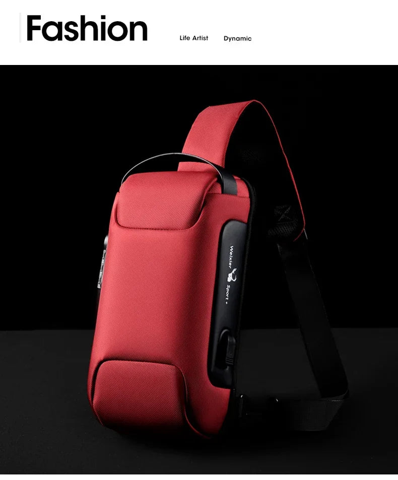 Designer Multifunction Anti-theft USB Shoulder Crossbody Bag Travel Sling Pack Messenger Pack Chest Bag Male Luxury Brand Men