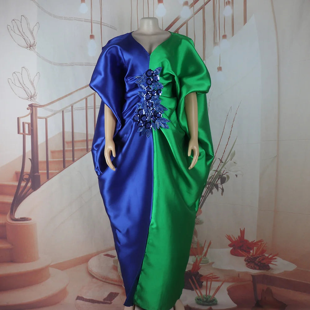 Elegance african dresses for woman Color blocking african dresses for woman party Plus size robe africains femme