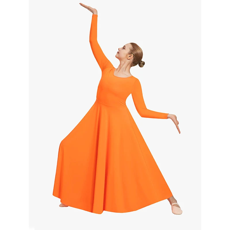 Women Praise Dance Dress Liturgical Worship Costume Long Sleeve Dancewea Can be freely trimmed