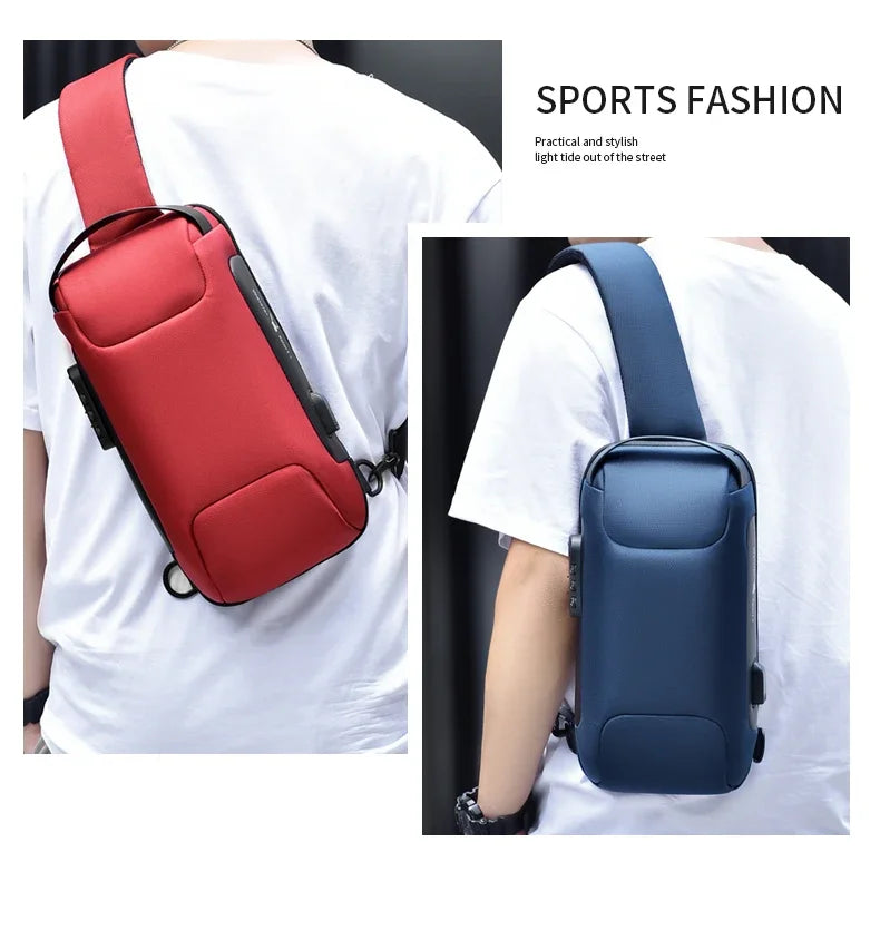 Designer Multifunction Anti-theft USB Shoulder Crossbody Bag Travel Sling Pack Messenger Pack Chest Bag Male Luxury Brand Men