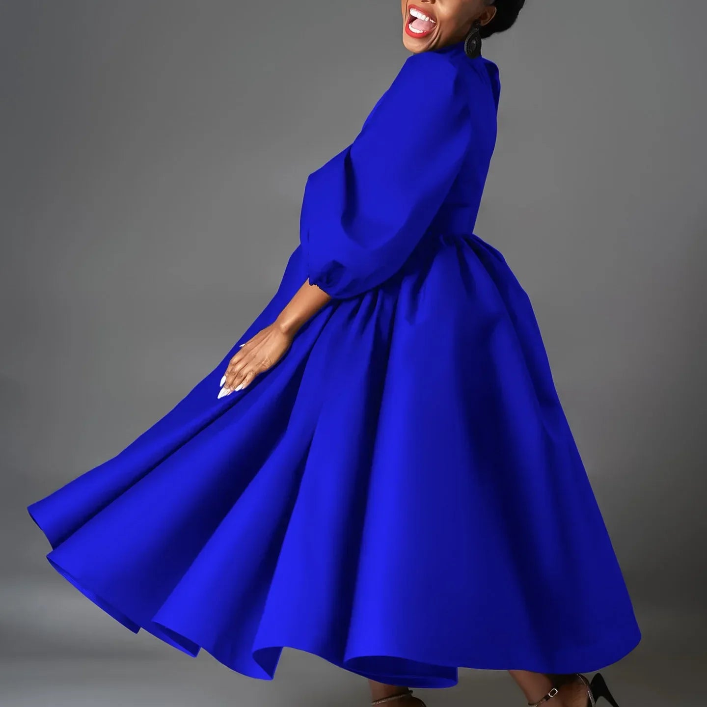 African Dresses For Women Summer Autumn Africa Clothing Wrist Sleeve Sexy O-Neck Perspective Dress Office Lady Party And Belt