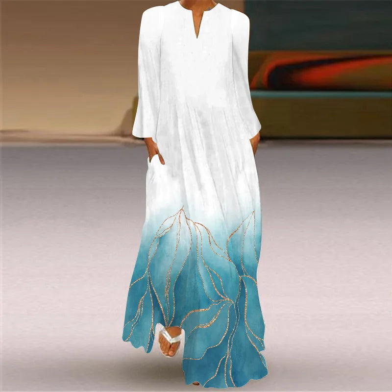 Elegant Women's Long Sleeved Dresses 2025 Spring/Summer New V-neck S-5XL