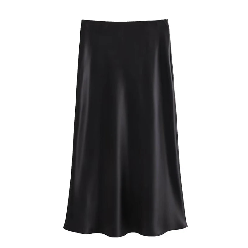 Spring 2025 Women Midi Skirts Fashion Temperament Casual Versatile High Waist Skirts Women Elastic Waist Skirts