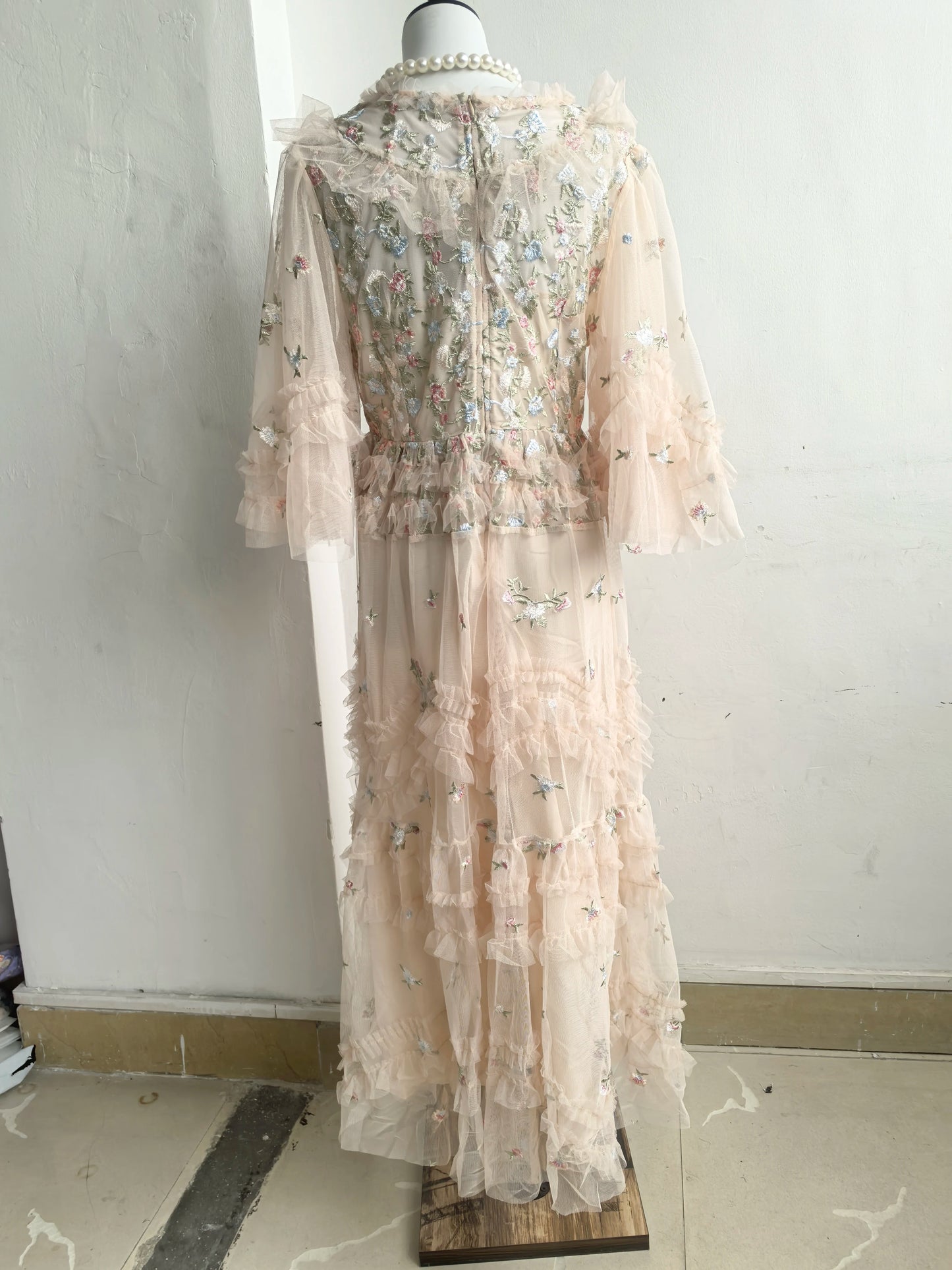 Runway Luxury Long Dresses Women 2025 Summer Holiday Embroidery Flower Ruffles Midi Party Evening Dress Lady Prom Vestidos