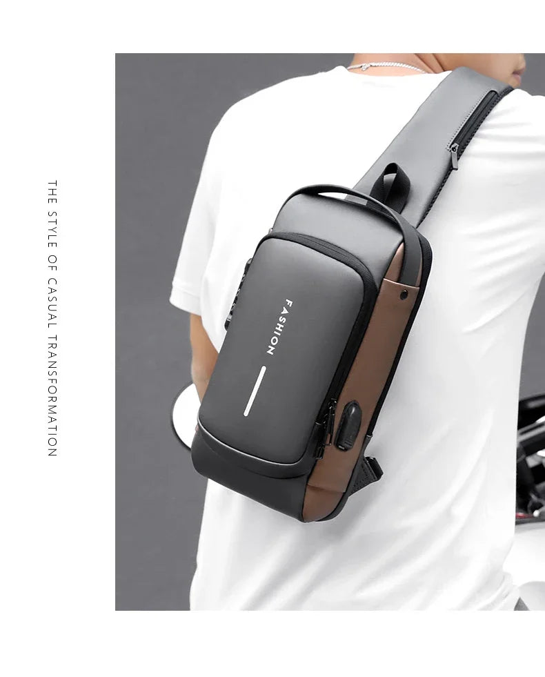 Designer Multifunction Anti-theft USB Shoulder Crossbody Bag Travel Sling Pack Messenger Pack Chest Bag Male Luxury Brand Men