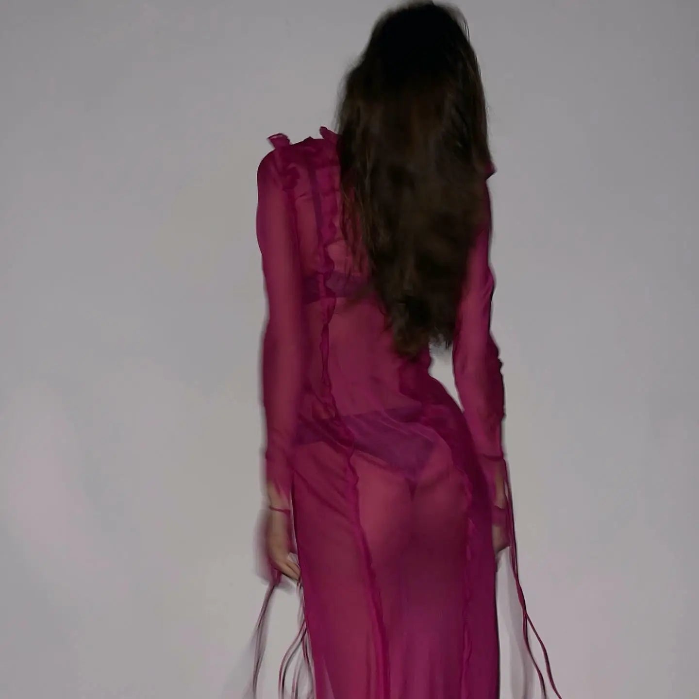 New Fashion Women Long Dress Long Sleeve Beach Swimwear Cover-Ups S M L