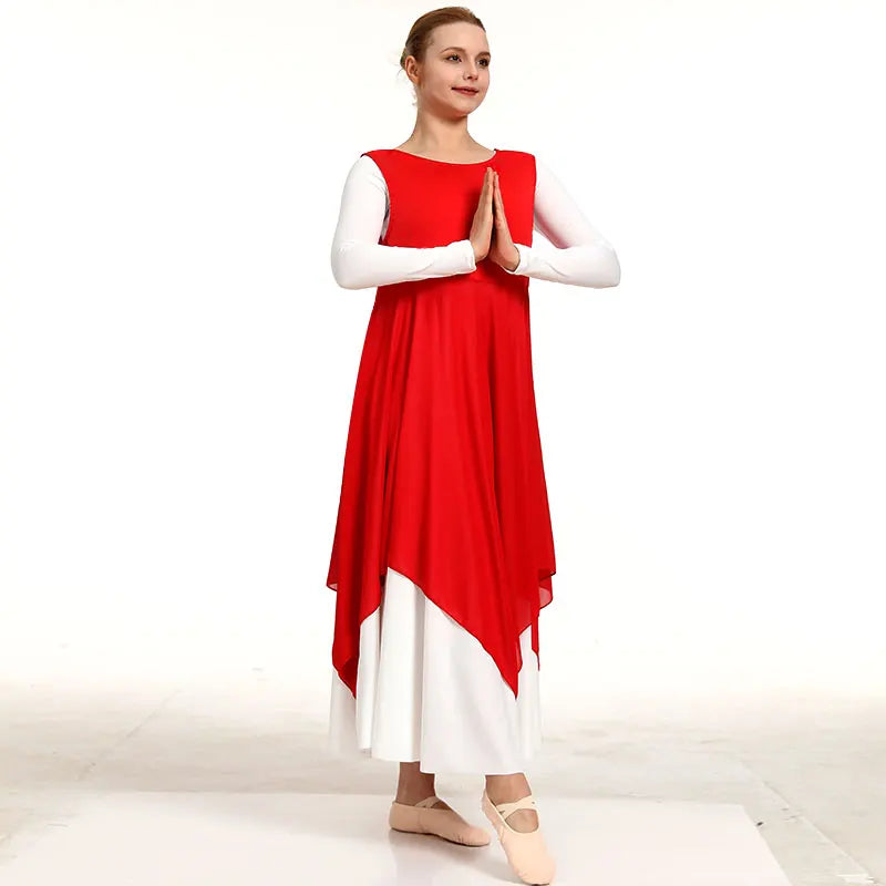 Women's Round Neck Style Tank Praise Worship Modern Dance Liturgical Pullover Loose Hem Women Praise Dance Vest