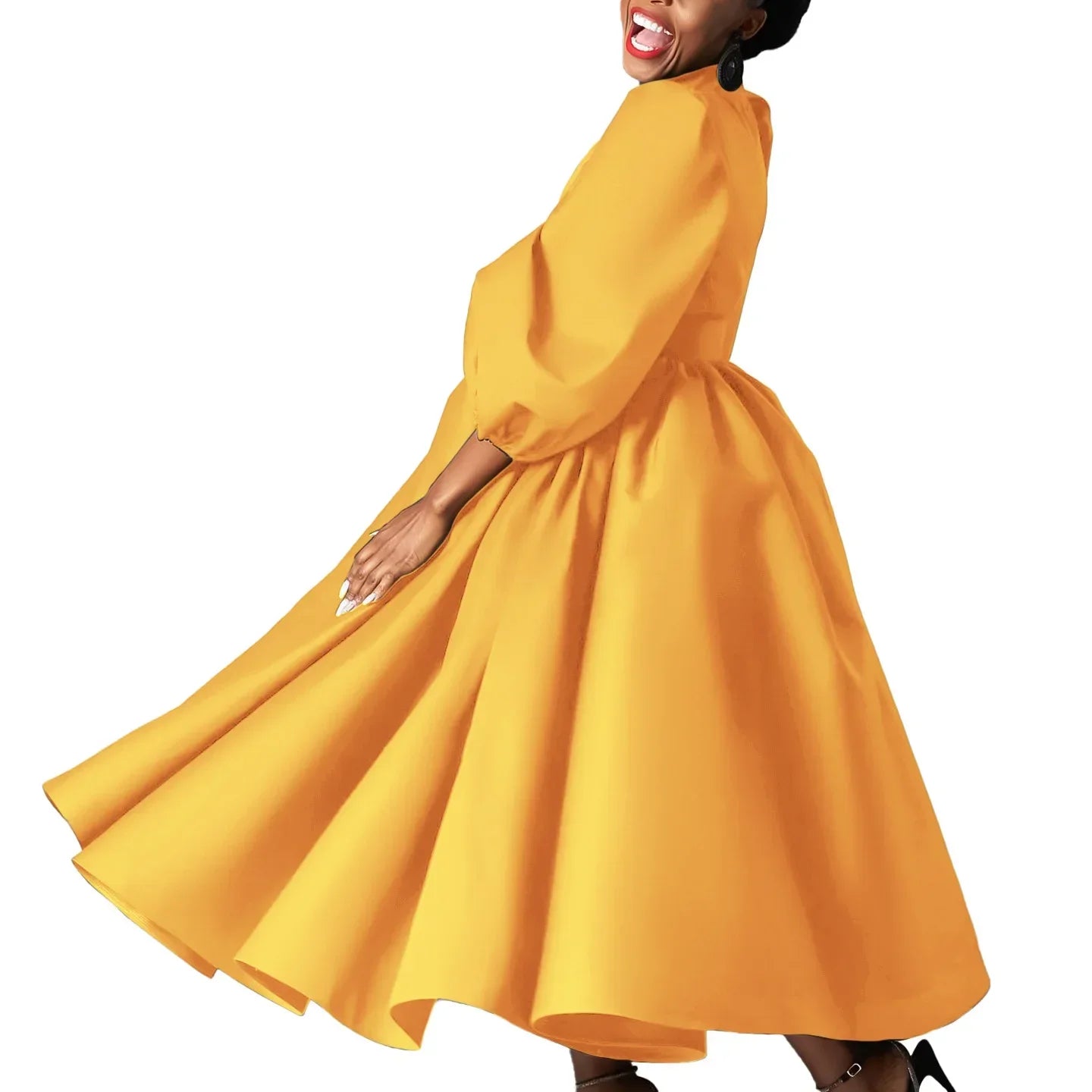 African Dresses For Women Summer Autumn Africa Clothing Wrist Sleeve Sexy O-Neck Perspective Dress Office Lady Party And Belt