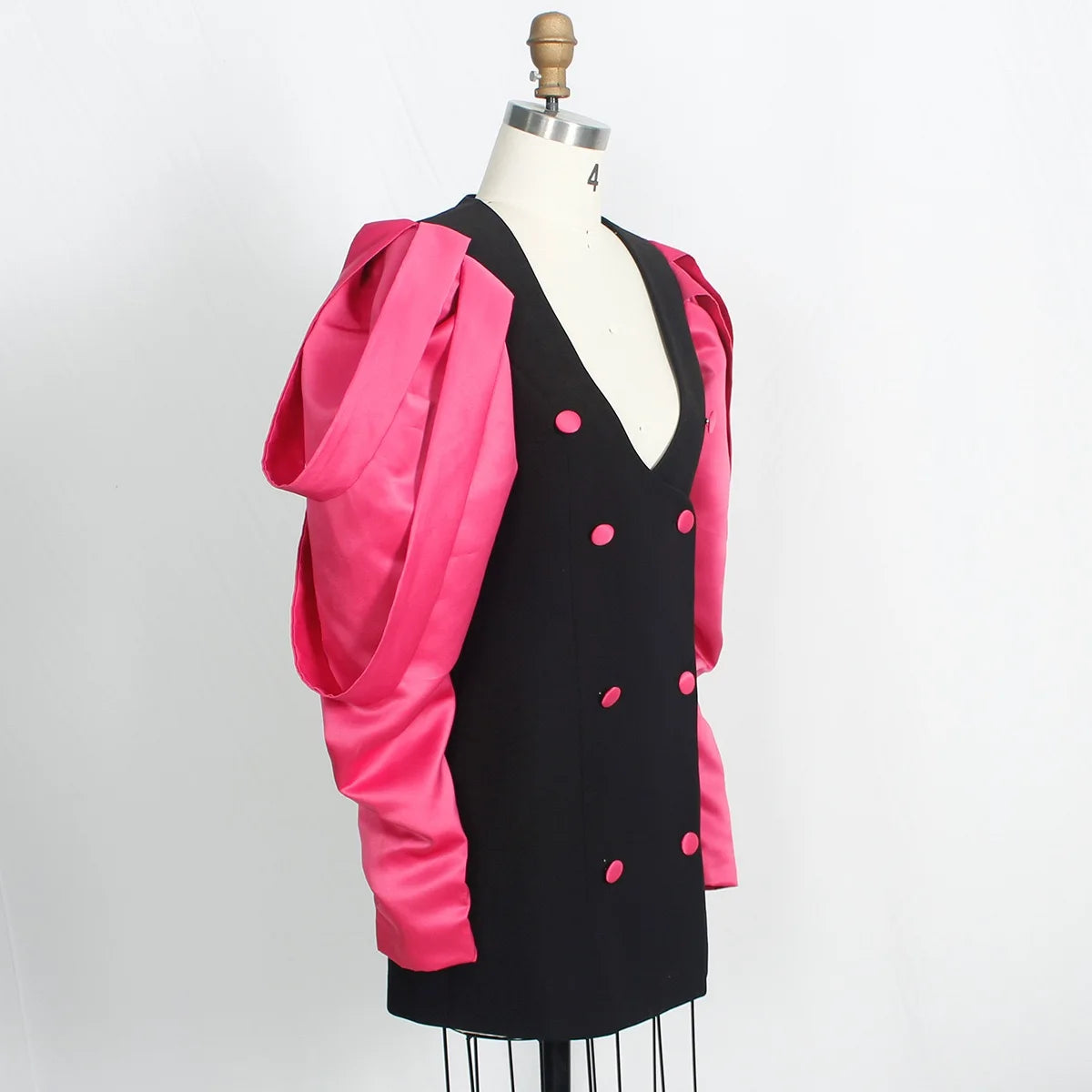 Evening Dresses Pink Street Wear Women Mini Sexy Club Wear Notched Collar Long Sleeve V Neck