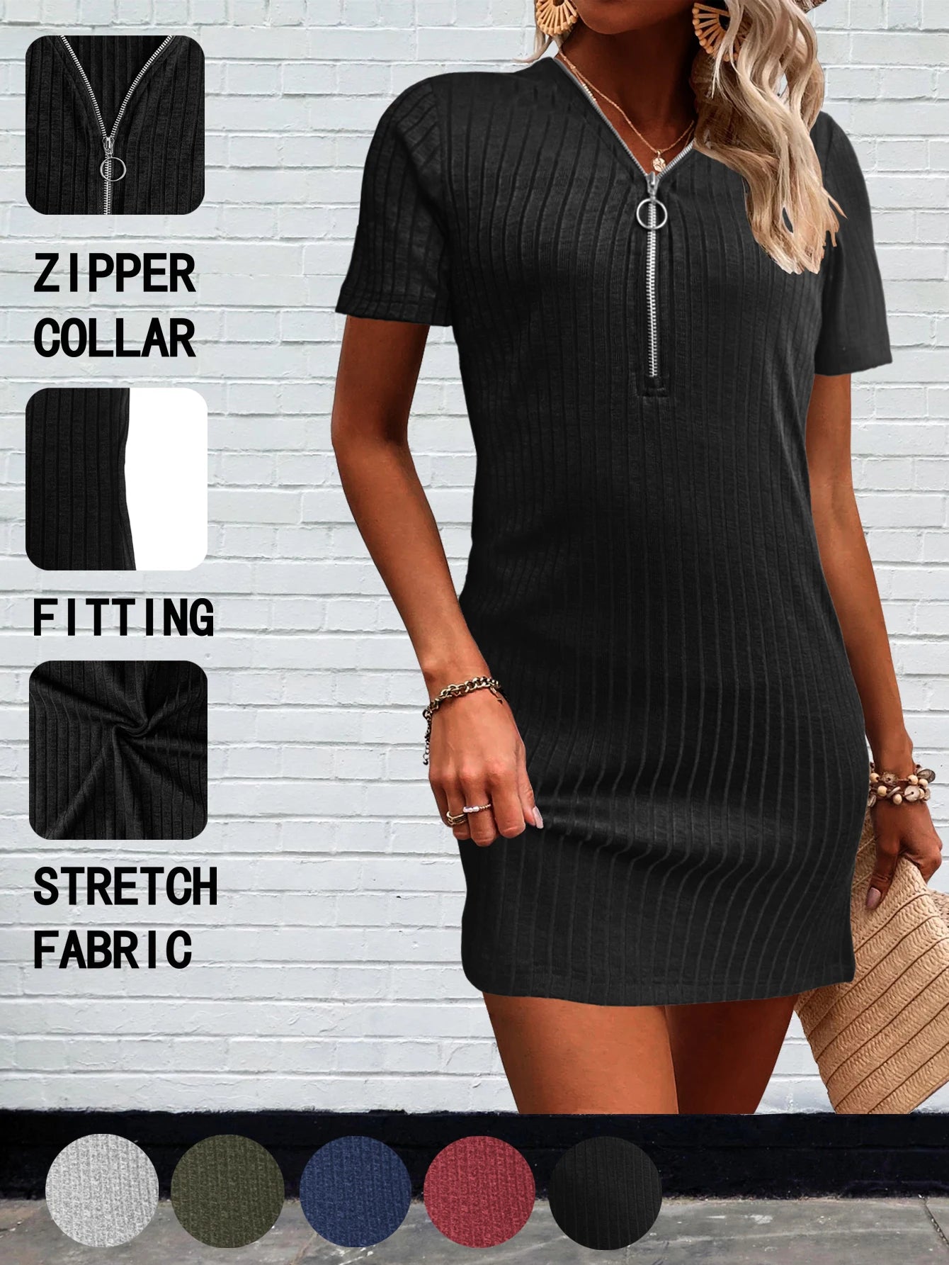 Women's Thin Breathable Zipper Dress inspired by Tinisha is Casual Lightweight