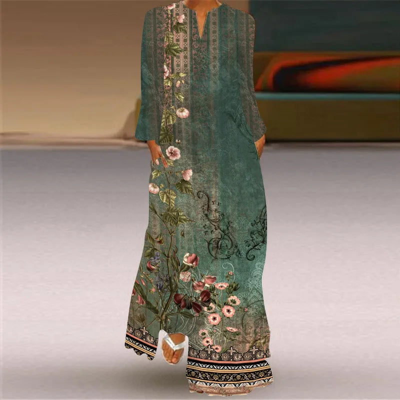 Elegant Women's Long Sleeved Dresses 2025 Spring/Summer New V-neck S-5XL