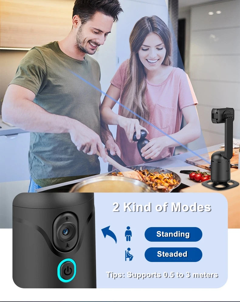 360°Panorama Rotation Follow Gimbal for Vlog Video Recording Phone Selifie Stick Tripod for Mobile iPhone Auto Face Tracker