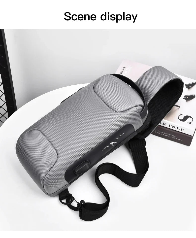 Designer Multifunction Anti-theft USB Shoulder Crossbody Bag Travel Sling Pack Messenger Pack Chest Bag Male Luxury Brand Men