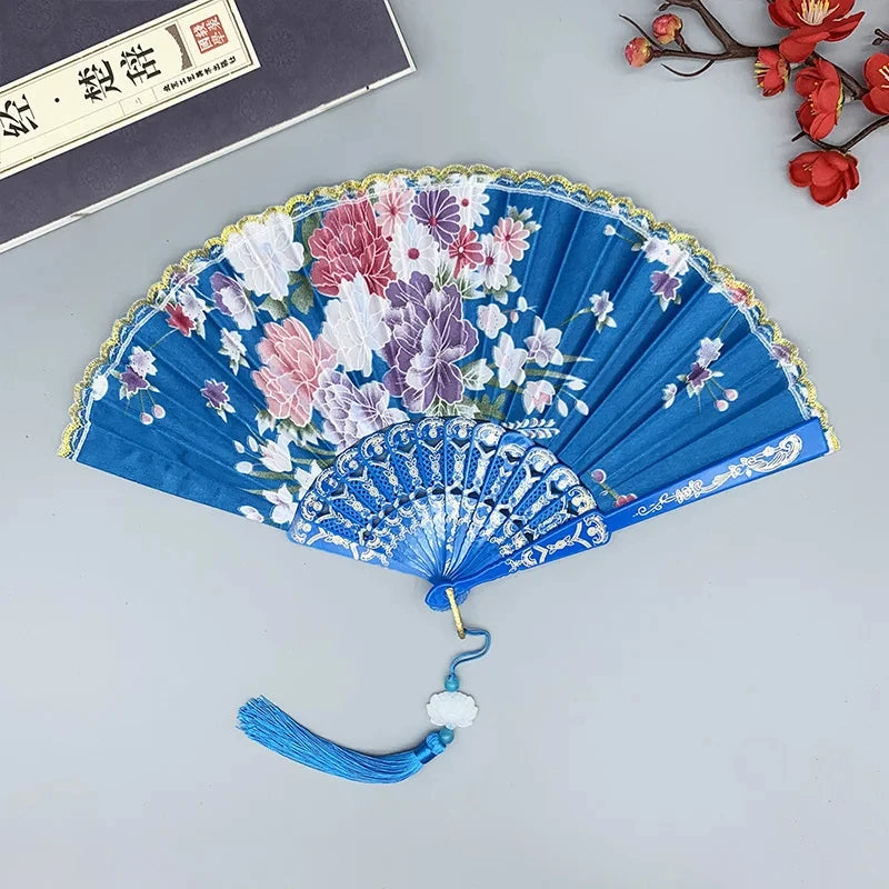 Chinese Style Vintage Silk Folding Fan Japanese Art Crafts Gift Home Decorations Dance Hand Fan Handmade Room Decoration Fans