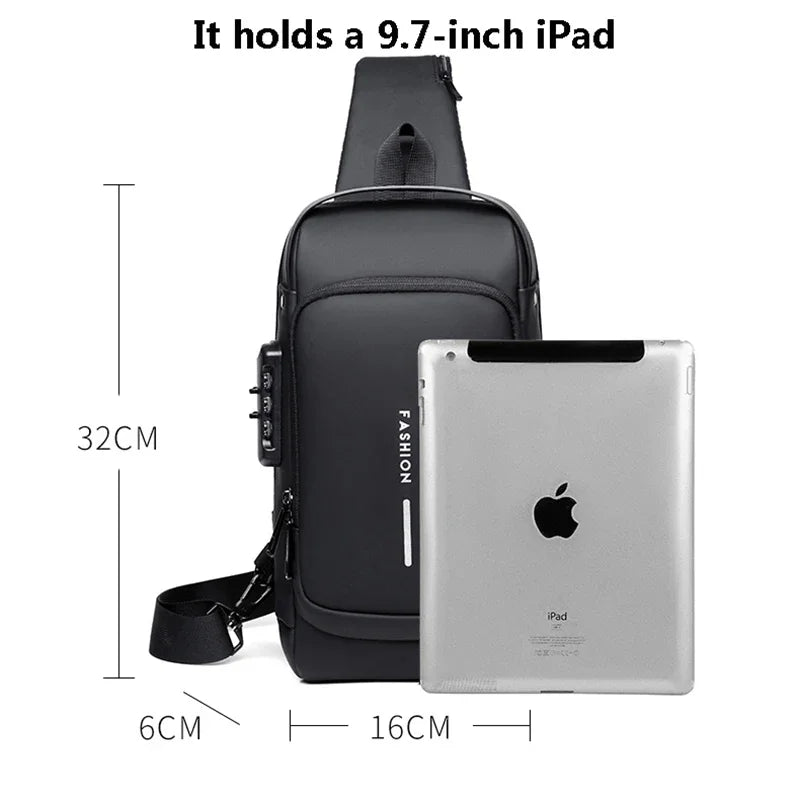 Designer Multifunction Anti-theft USB Shoulder Crossbody Bag Travel Sling Pack Messenger Pack Chest Bag Male Luxury Brand Men