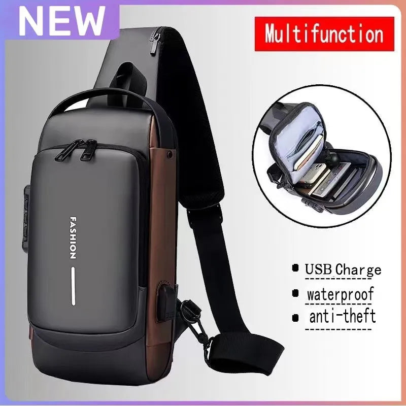 Designer Multifunction Anti-theft USB Shoulder Crossbody Bag Travel Sling Pack Messenger Pack Chest Bag Male Luxury Brand Men