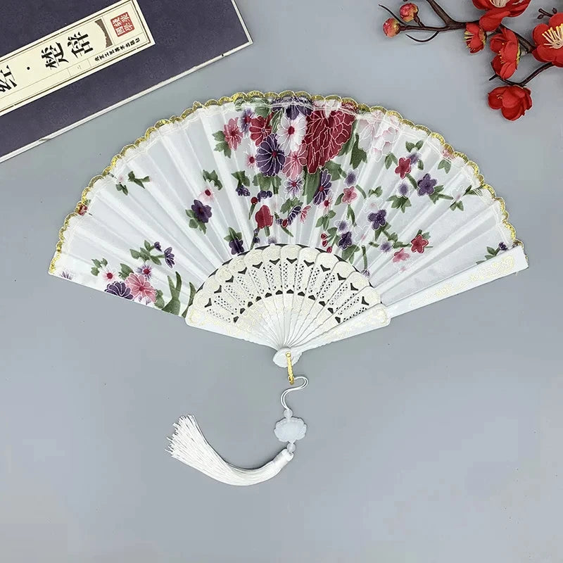 Chinese Style Vintage Silk Folding Fan Japanese Art Crafts Gift Home Decorations Dance Hand Fan Handmade Room Decoration Fans