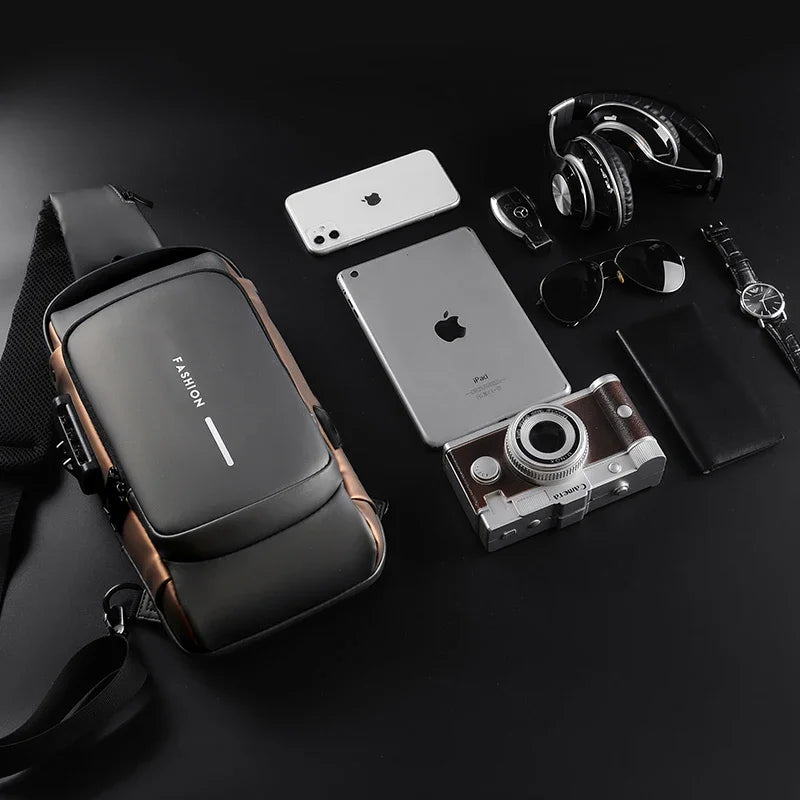 Designer Multifunction Anti-theft USB Shoulder Crossbody Bag Travel Sling Pack Messenger Pack Chest Bag Male Luxury Brand Men
