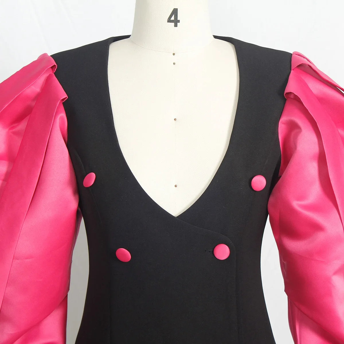 Evening Dresses Pink Street Wear Women Mini Sexy Club Wear Notched Collar Long Sleeve V Neck