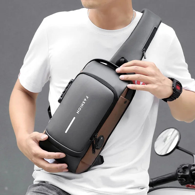 Designer Multifunction Anti-theft USB Shoulder Crossbody Bag Travel Sling Pack Messenger Pack Chest Bag Male Luxury Brand Men