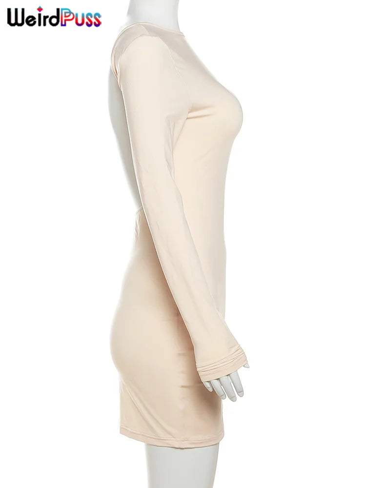 Sexy, slim, full-sleeve bodycon dress; perfect for a prom.